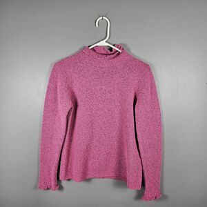 Vintage Sigrid Olsen Sport Women's Medium Pink Lettuce Edge Turtleneck Cottage